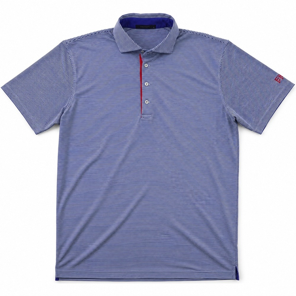 Greyson Polo Shirt Men's Large Striped Performance Golf Blue Franklin Hills